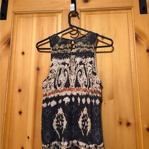 Ginger G Floral Mesh Top — Navy, Cream & Brown